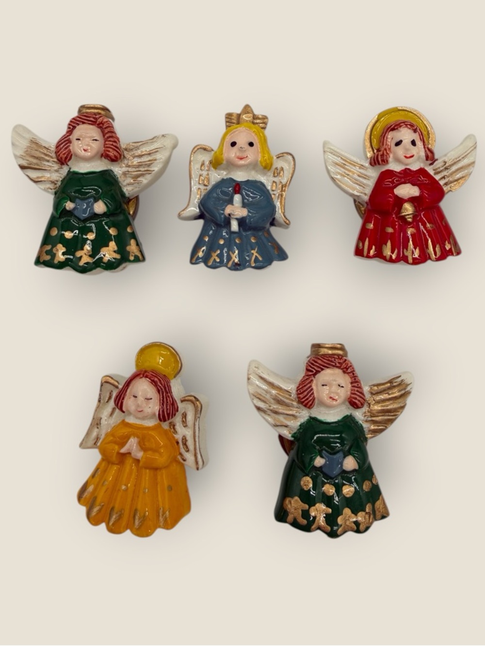 Vintage Angel Button Covers- Lot of 5- Hand-painted